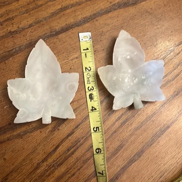 Vintage marble canister, vintage marble leaf trinkets - Picture 6 of 7